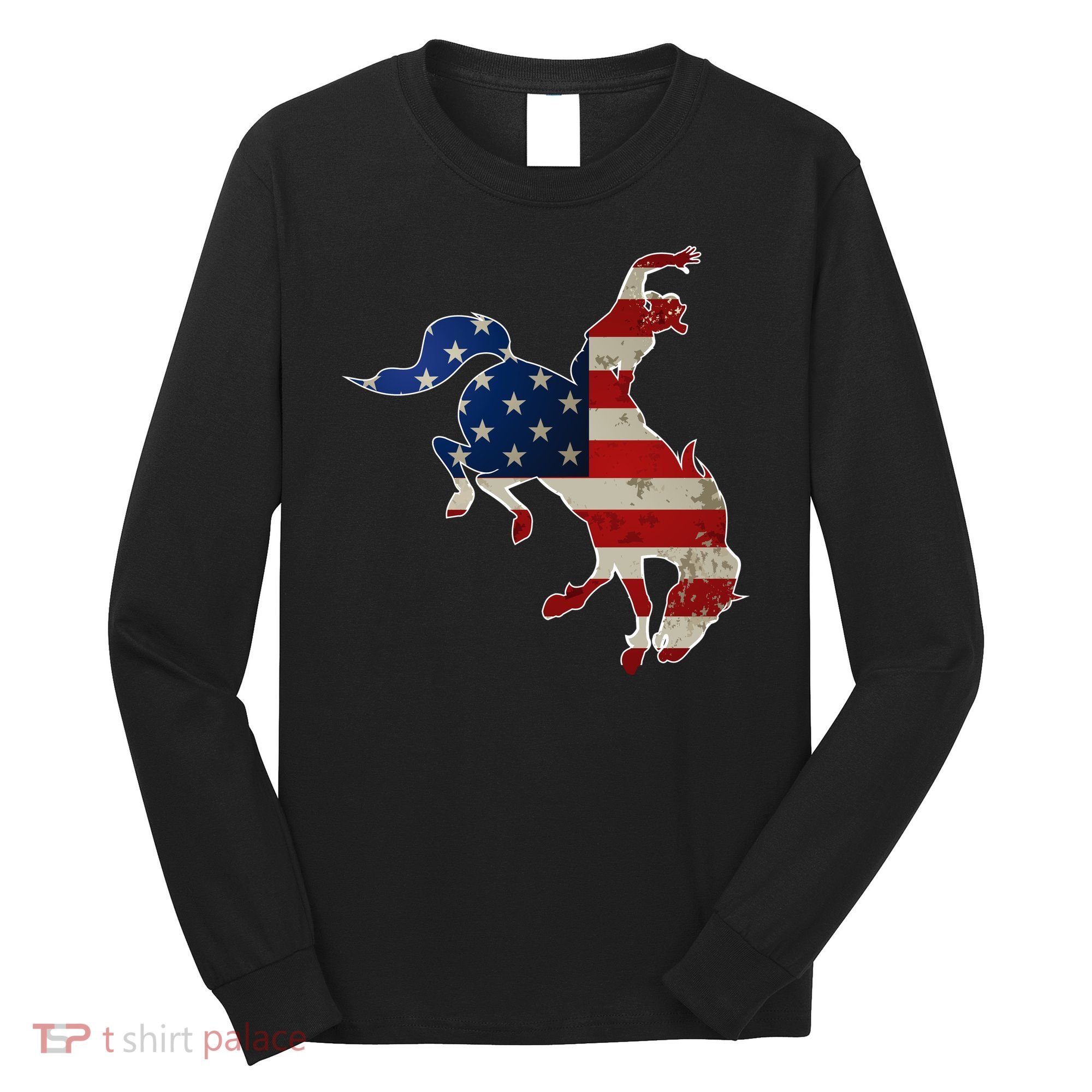 Man Riding Bucking In Rodeo Long Sleeve Shirt