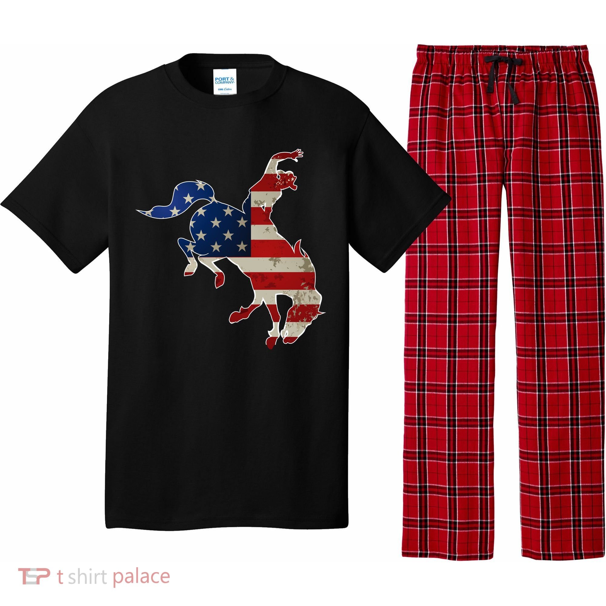 Man Riding Bucking In Rodeo Pajama Set