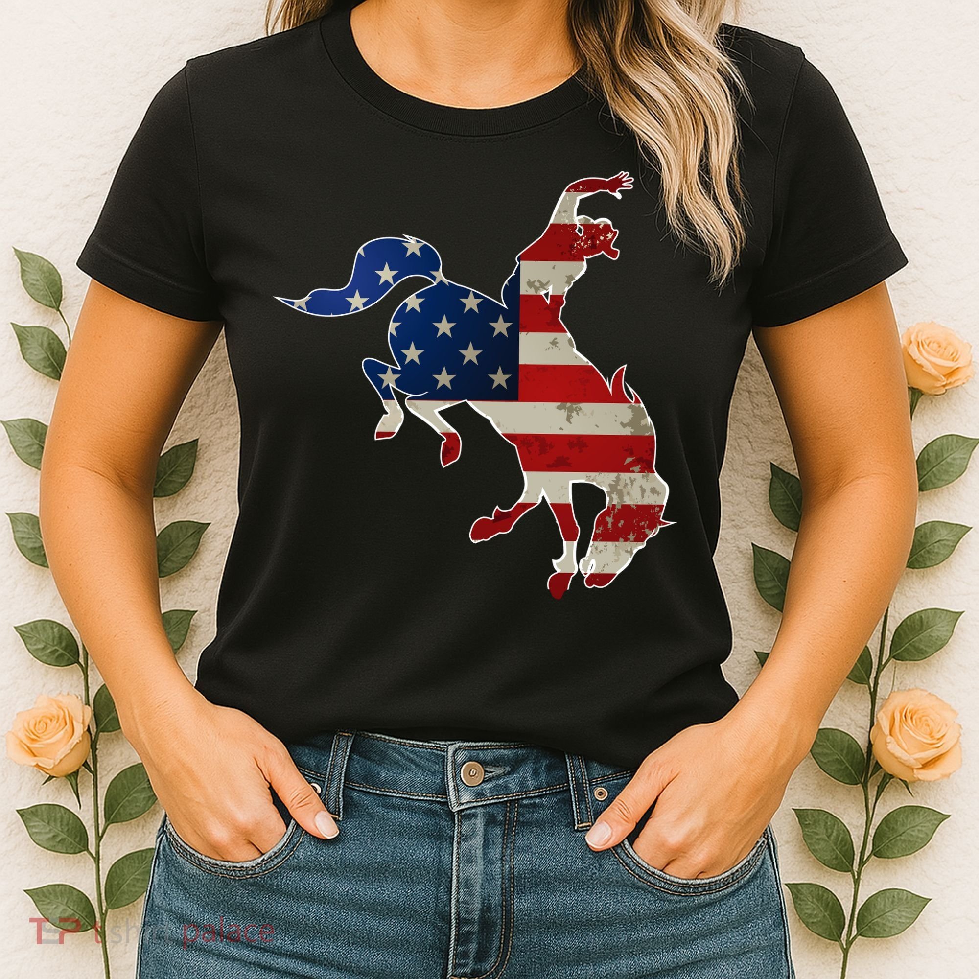 Man Riding Bucking In Rodeo Women's T-Shirt