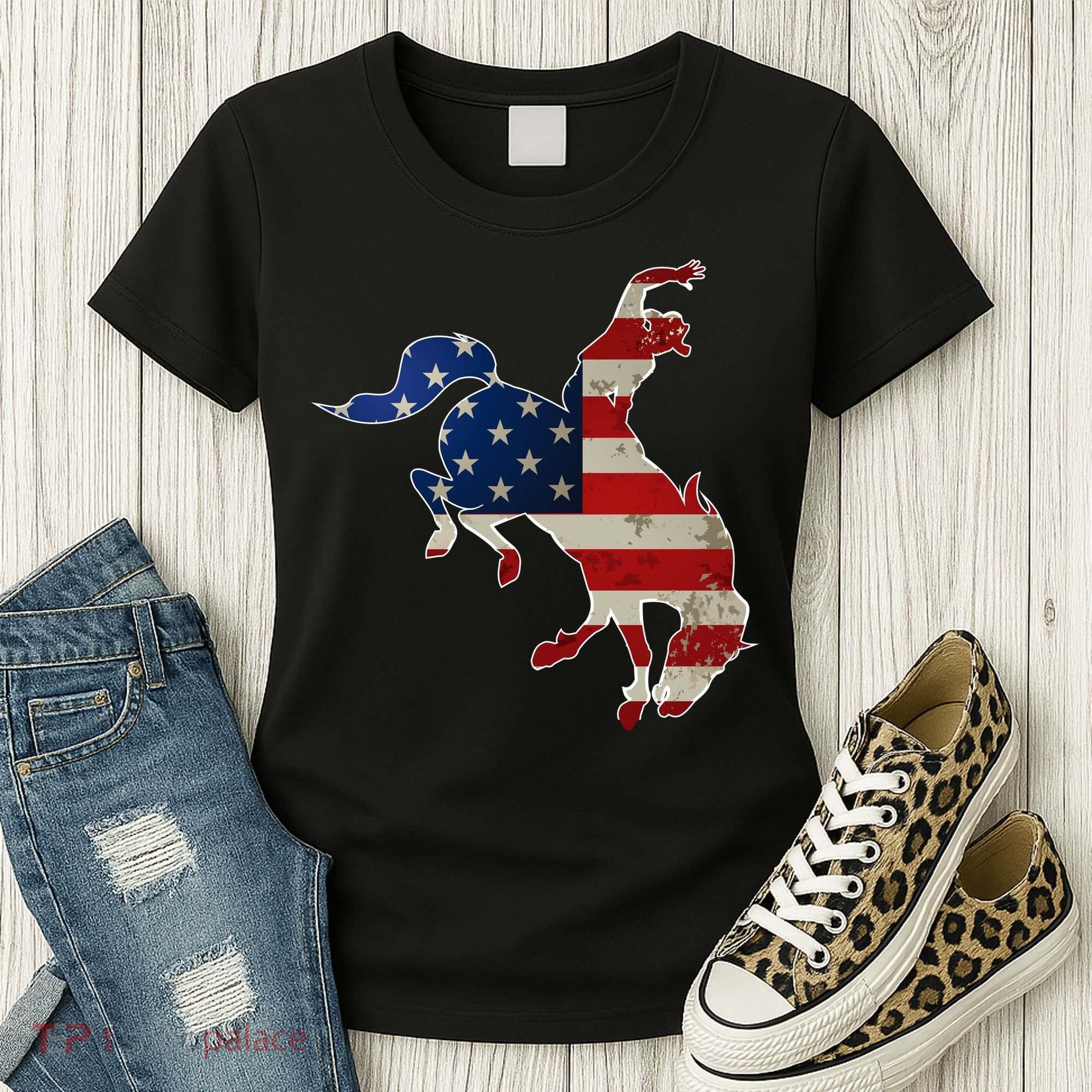 Man Riding Bucking In Rodeo Women's T-Shirt