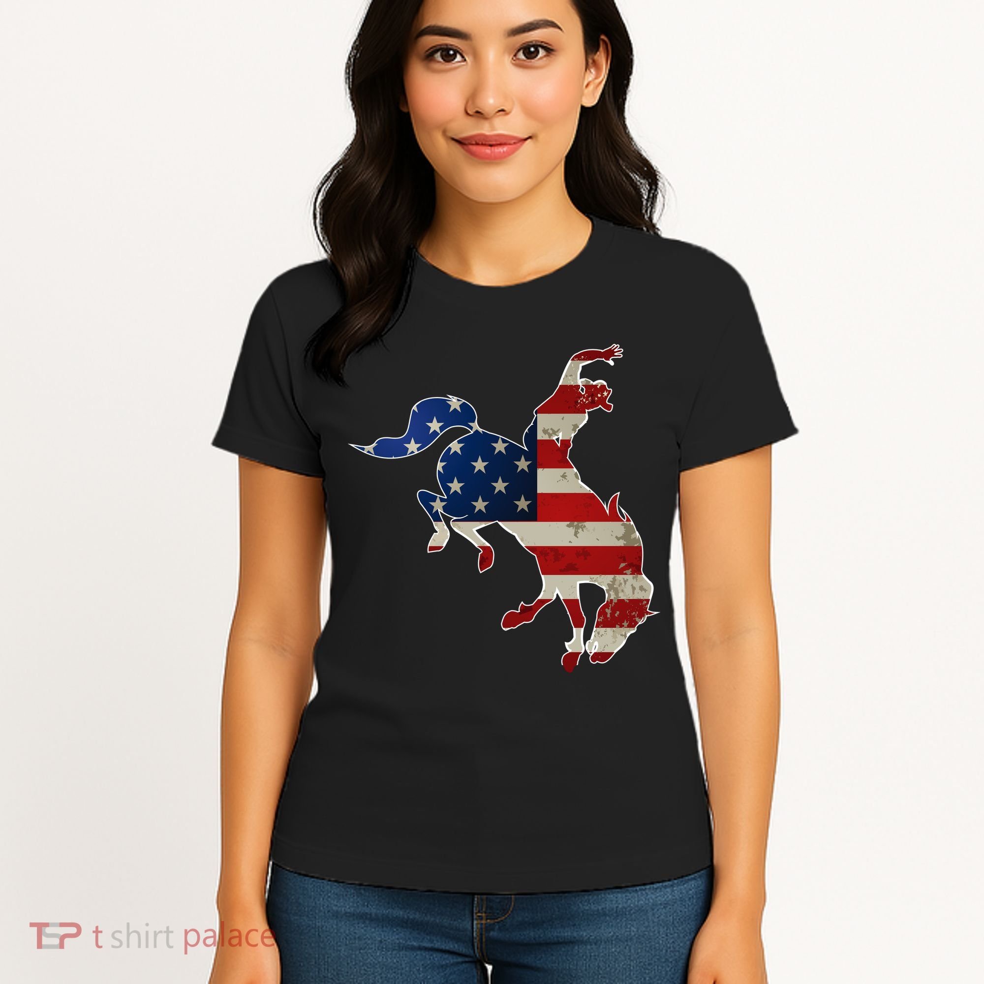Man Riding Bucking In Rodeo Women's T-Shirt