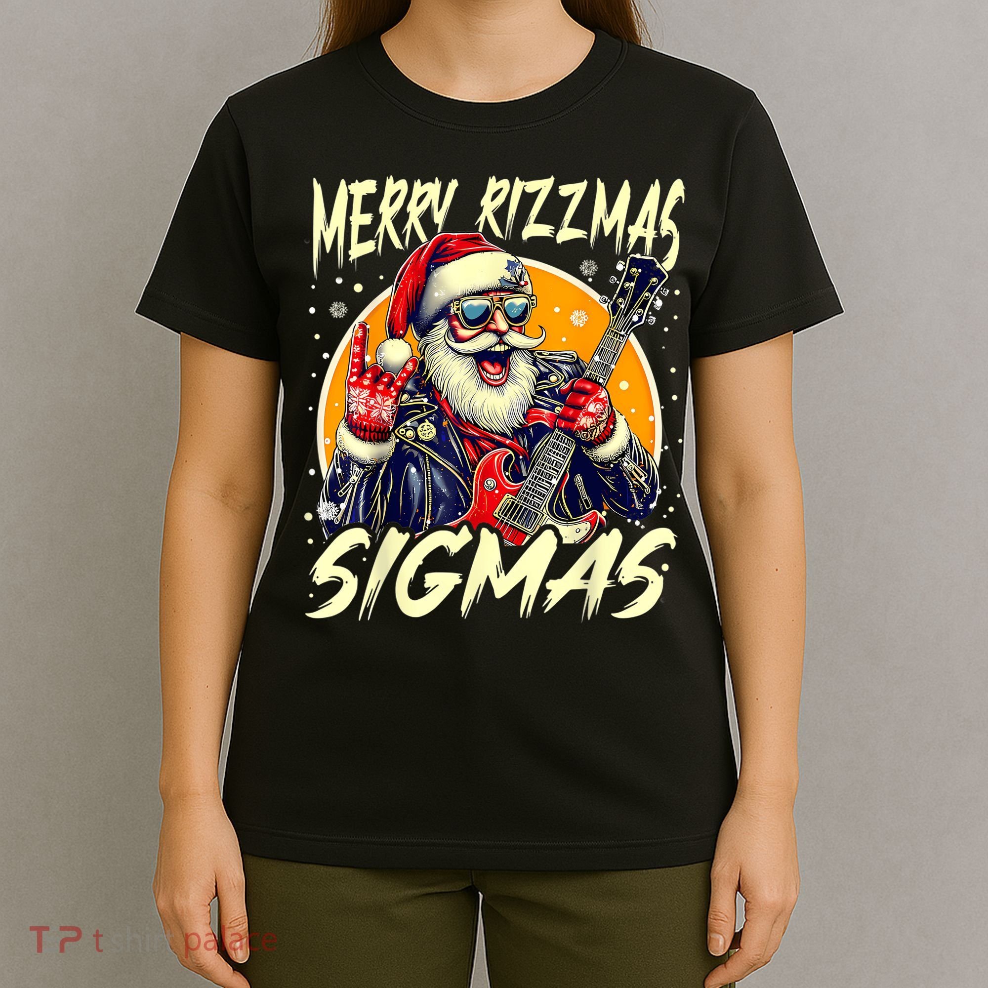 Merry Rizzmas Christmas Rizz Cool Santa Sunglasses Xmas T-Shirt