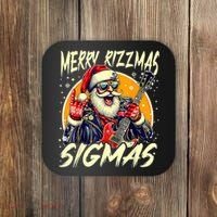Merry Rizzmas Christmas Rizz Cool Santa Sunglasses Xmas Coaster thumb 0