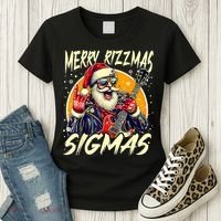 Merry Rizzmas Christmas Rizz Cool Santa Sunglasses Xmas Women's T-Shirt thumb 3