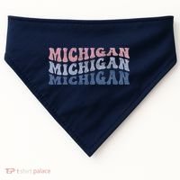 Michigan Retro Distressed Logo USA-Made Doggie Bandana thumb 0
