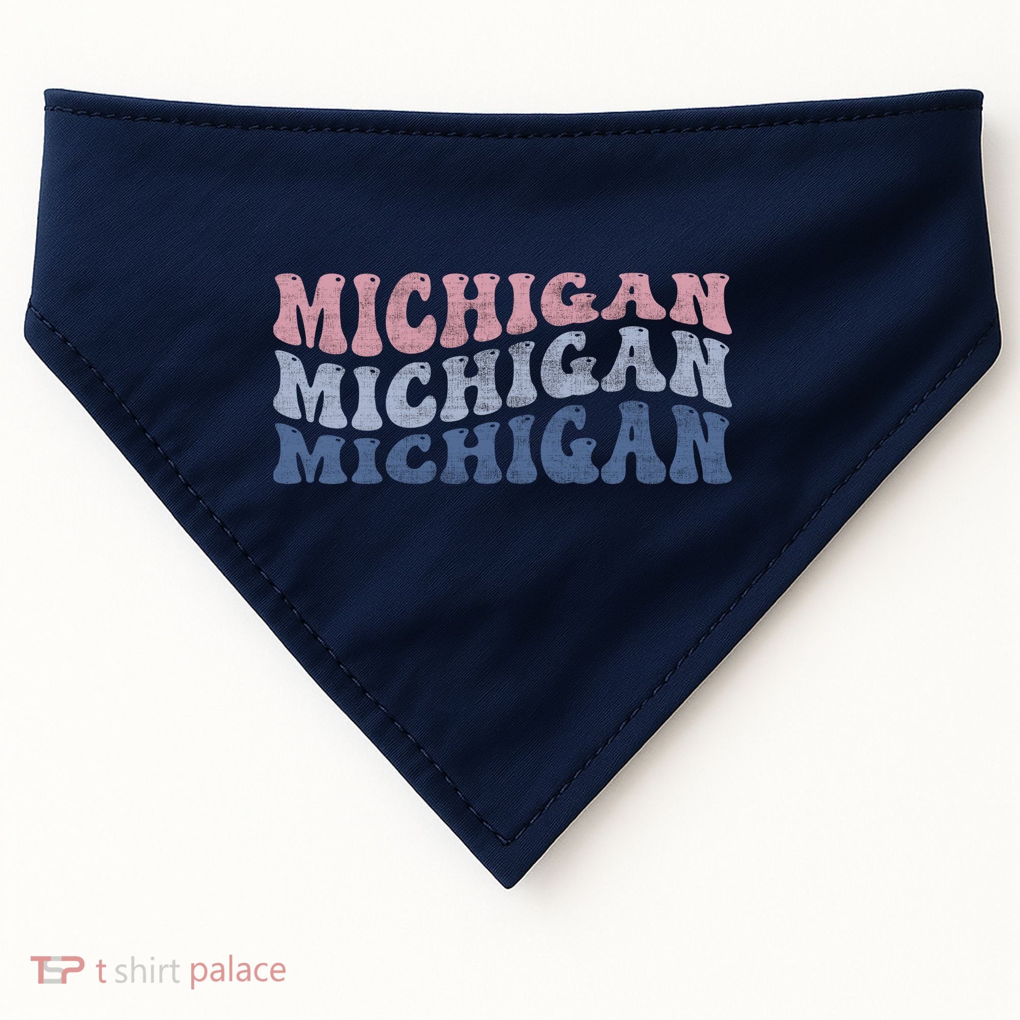 Michigan Retro Distressed Logo USA-Made Doggie Bandana