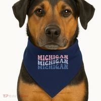 Michigan Retro Distressed Logo USA-Made Doggie Bandana thumb 1