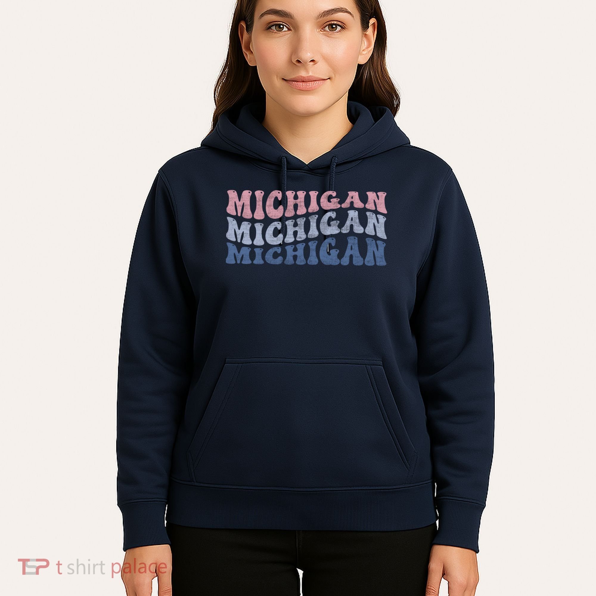 Michigan Retro Distressed Logo Hoodie
