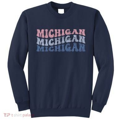 Michigan Retro Distressed Logo Sweatshirt