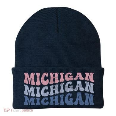 Michigan Retro Distressed Logo Beanie