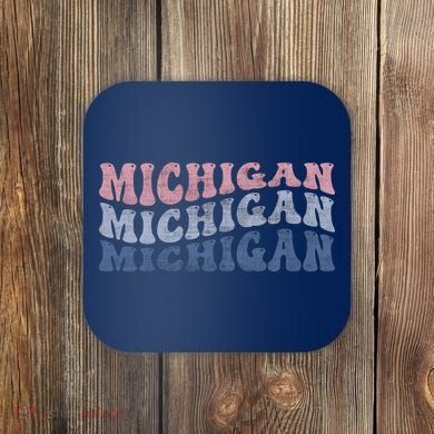 Michigan Retro Distressed Logo Coaster