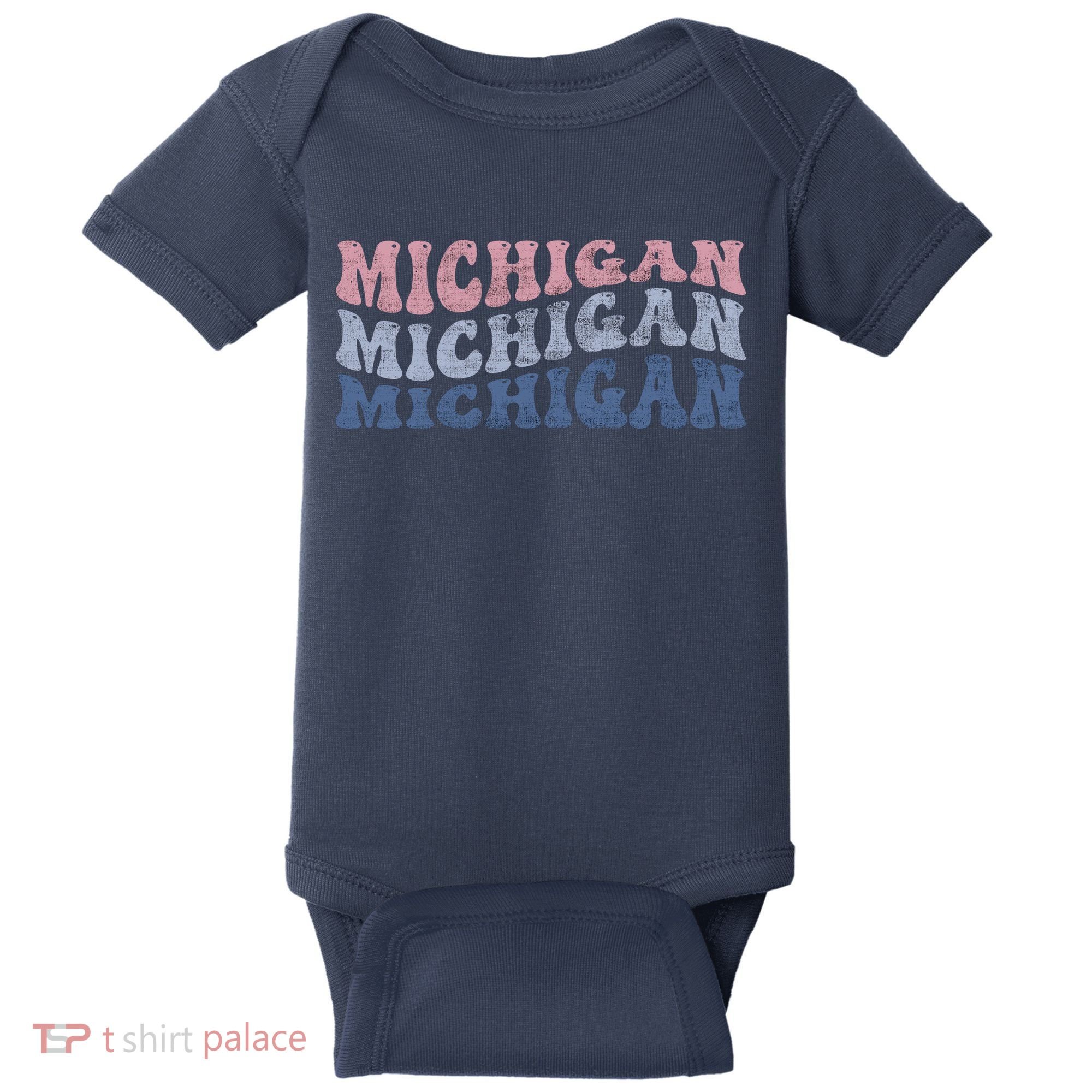 Michigan Retro Distressed Logo Baby Bodysuit