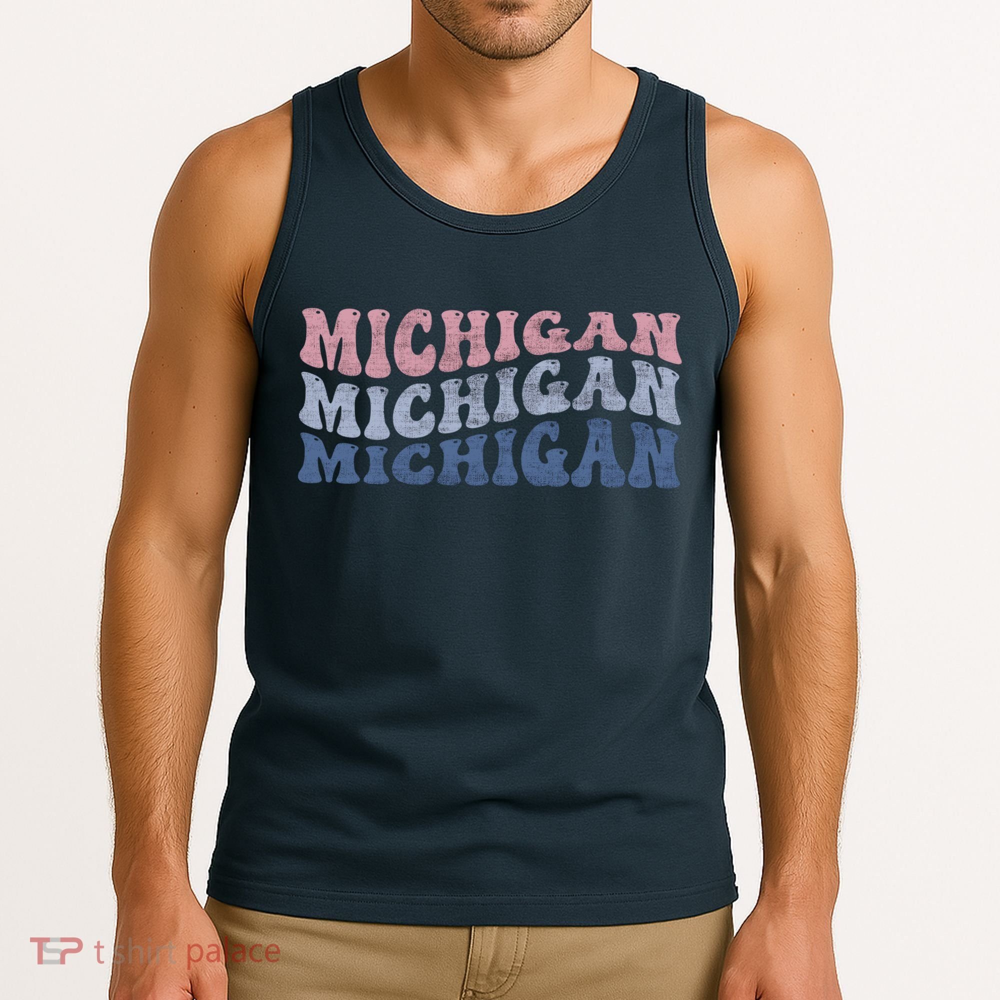 Michigan Retro Distressed Logo Tank Top