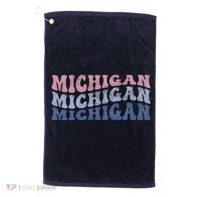 Michigan Retro Distressed Logo Golf Towel