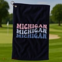Michigan Retro Distressed Logo Golf Towel thumb 1
