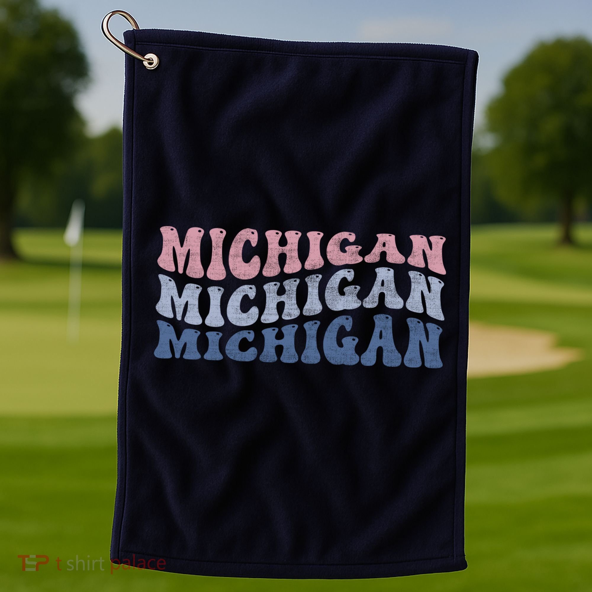 Michigan Retro Distressed Logo Golf Towel