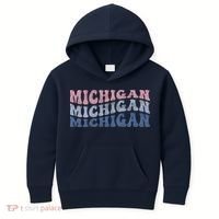 Michigan Retro Distressed Logo Kids Hoodie thumb 0