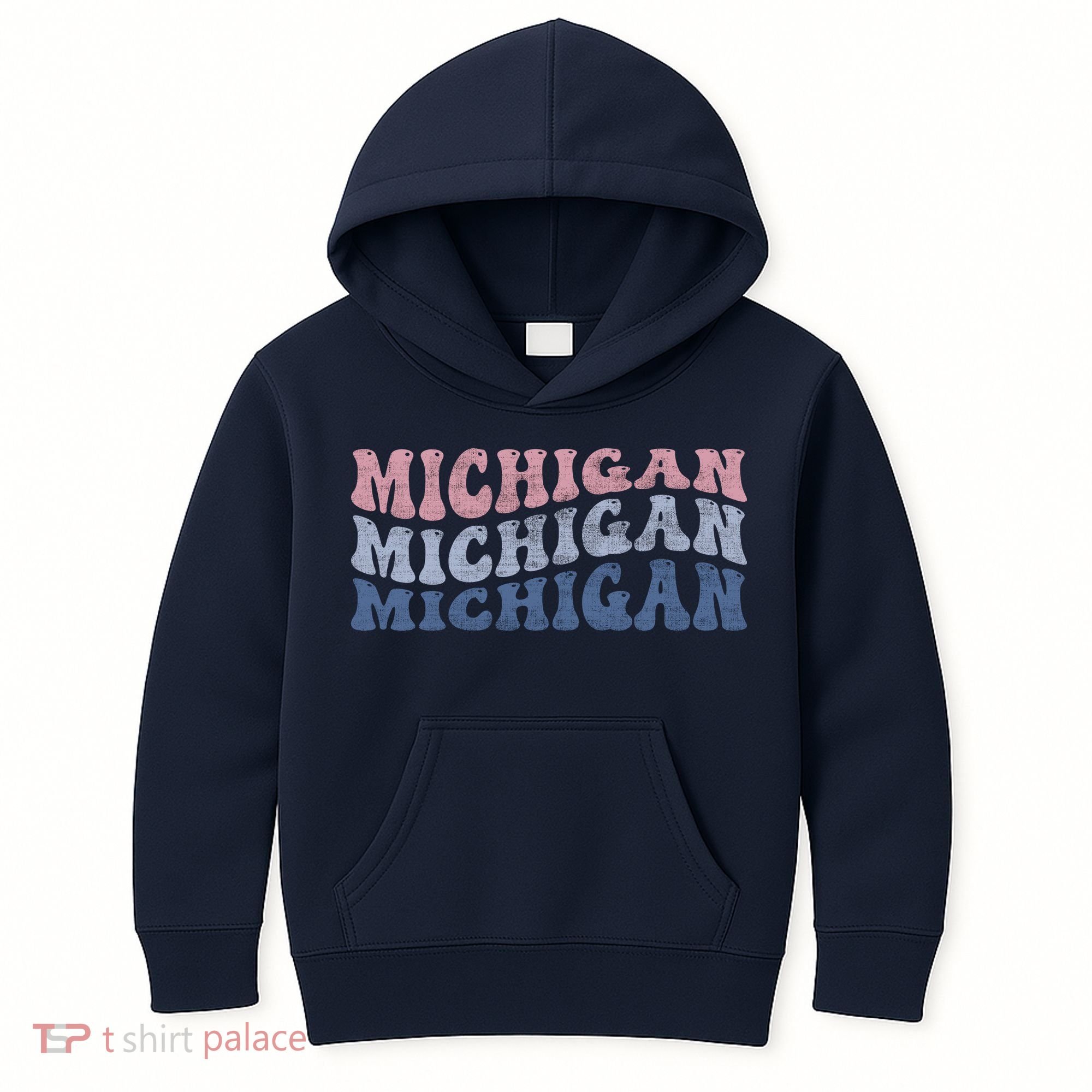 Michigan Retro Distressed Logo Kids Hoodie