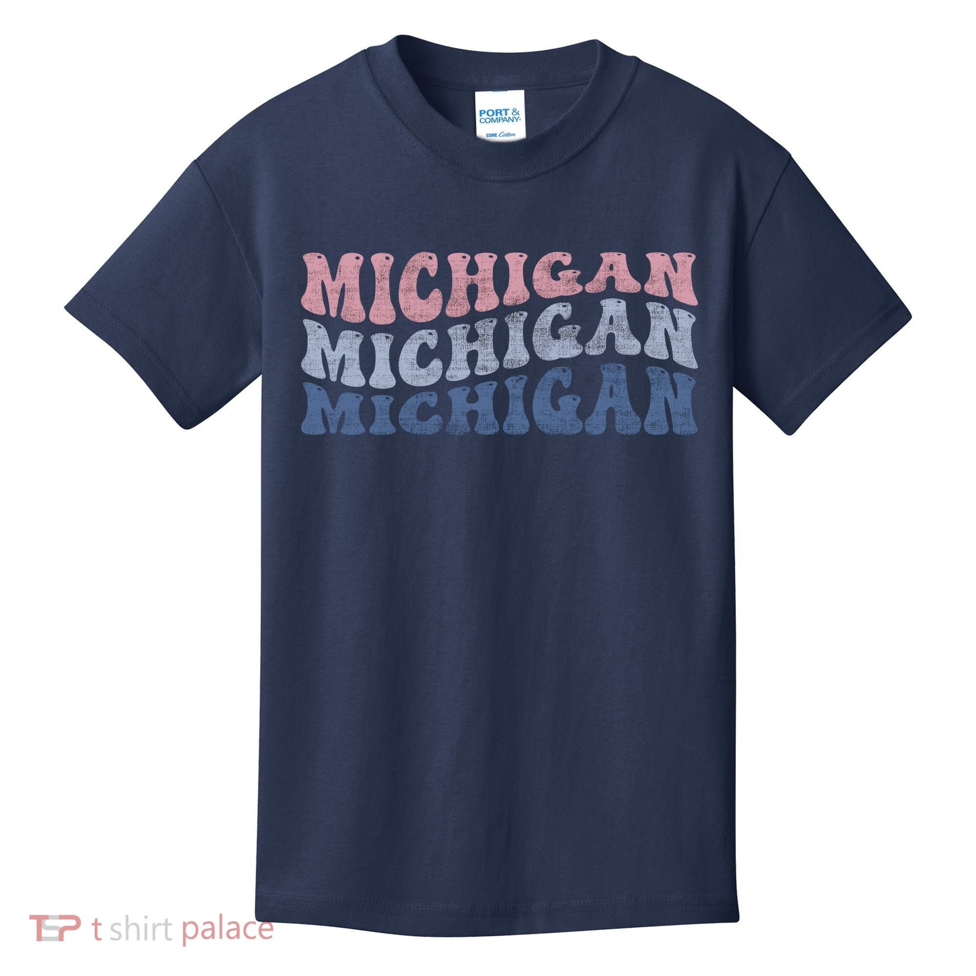 Michigan Retro Distressed Logo Kids T-Shirt