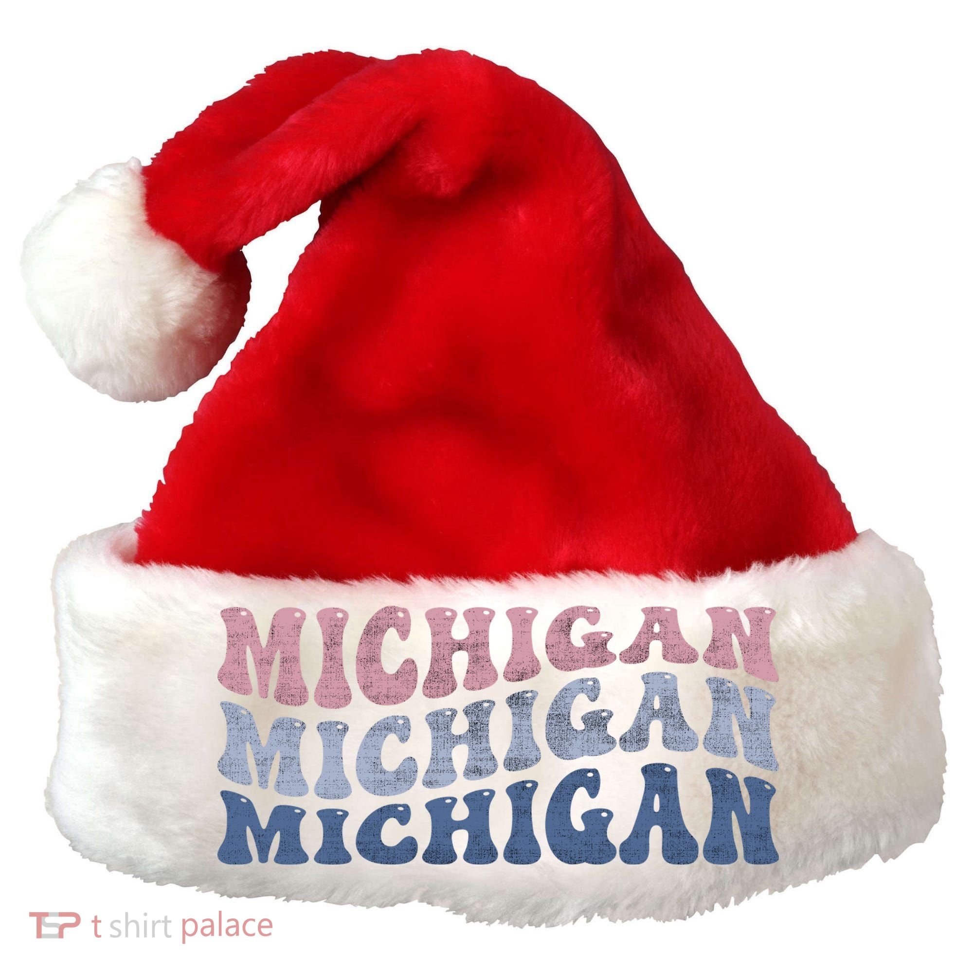 Michigan Retro Distressed Logo Santa Hat