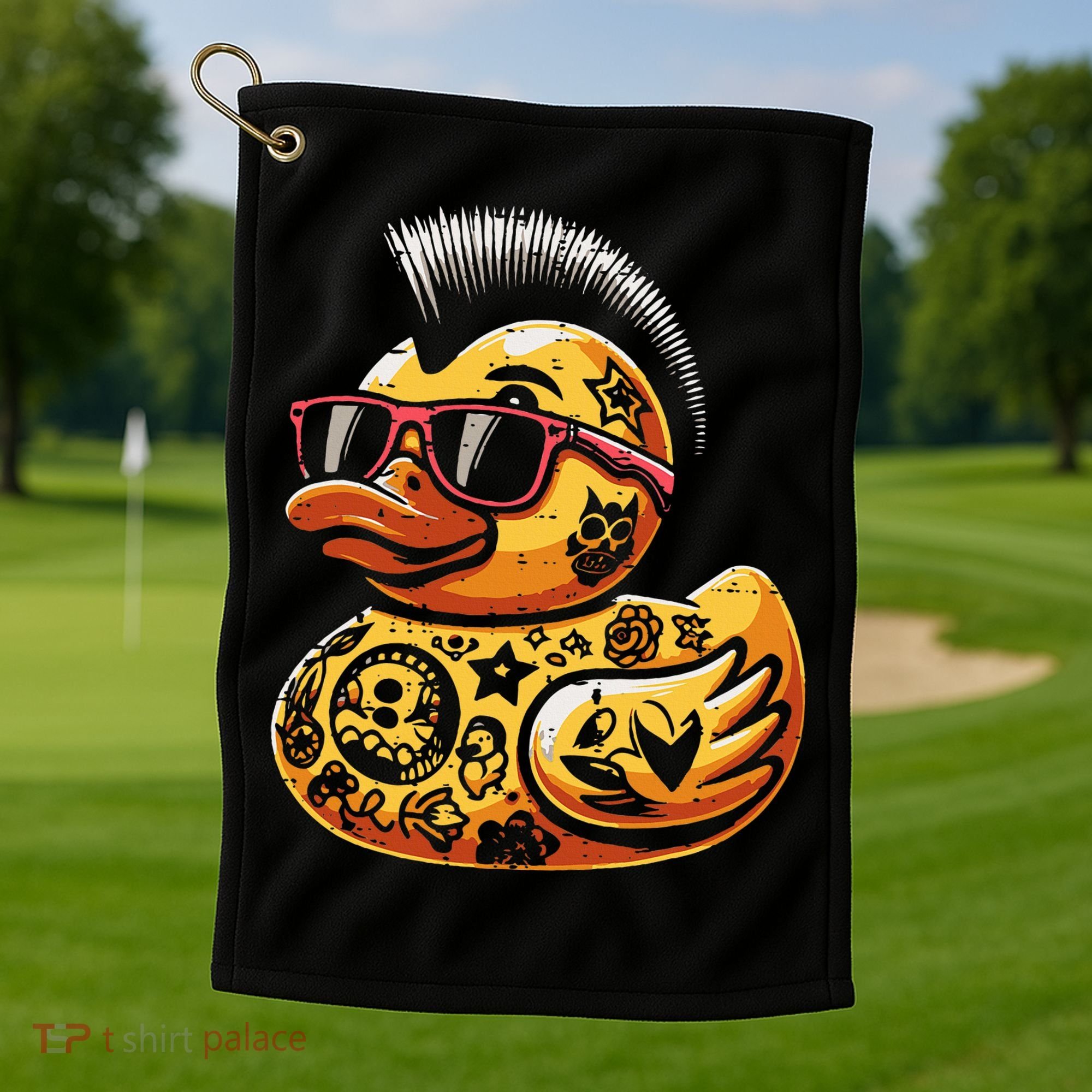 Mohawk Rubber Duck Punk Rock Rocker Golf Towel