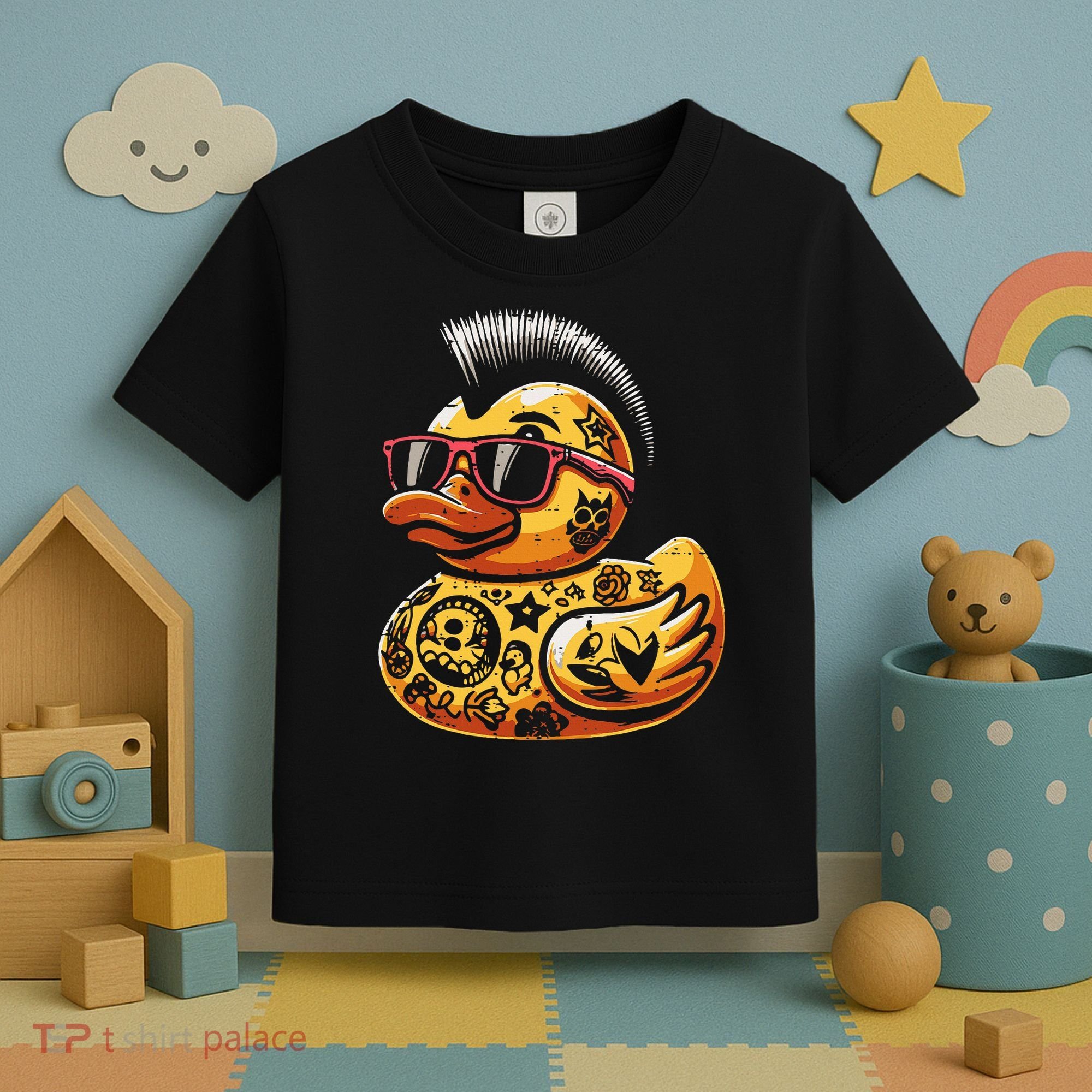 Mohawk Rubber Duck Punk Rock Rocker Toddler T-Shirt