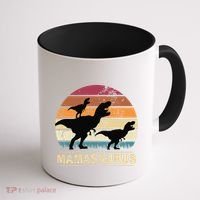 Mamasaurus Rex Dinosaur Pajama Dino Twin Mom With Two Coffee Mug thumb 1