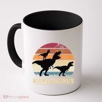 Mamasaurus Rex Dinosaur Pajama Dino Twin Mom With Two Coffee Mug thumb 0