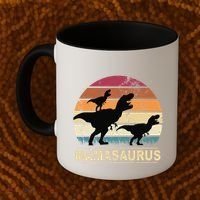 Mamasaurus Rex Dinosaur Pajama Dino Twin Mom With Two Coffee Mug thumb 2