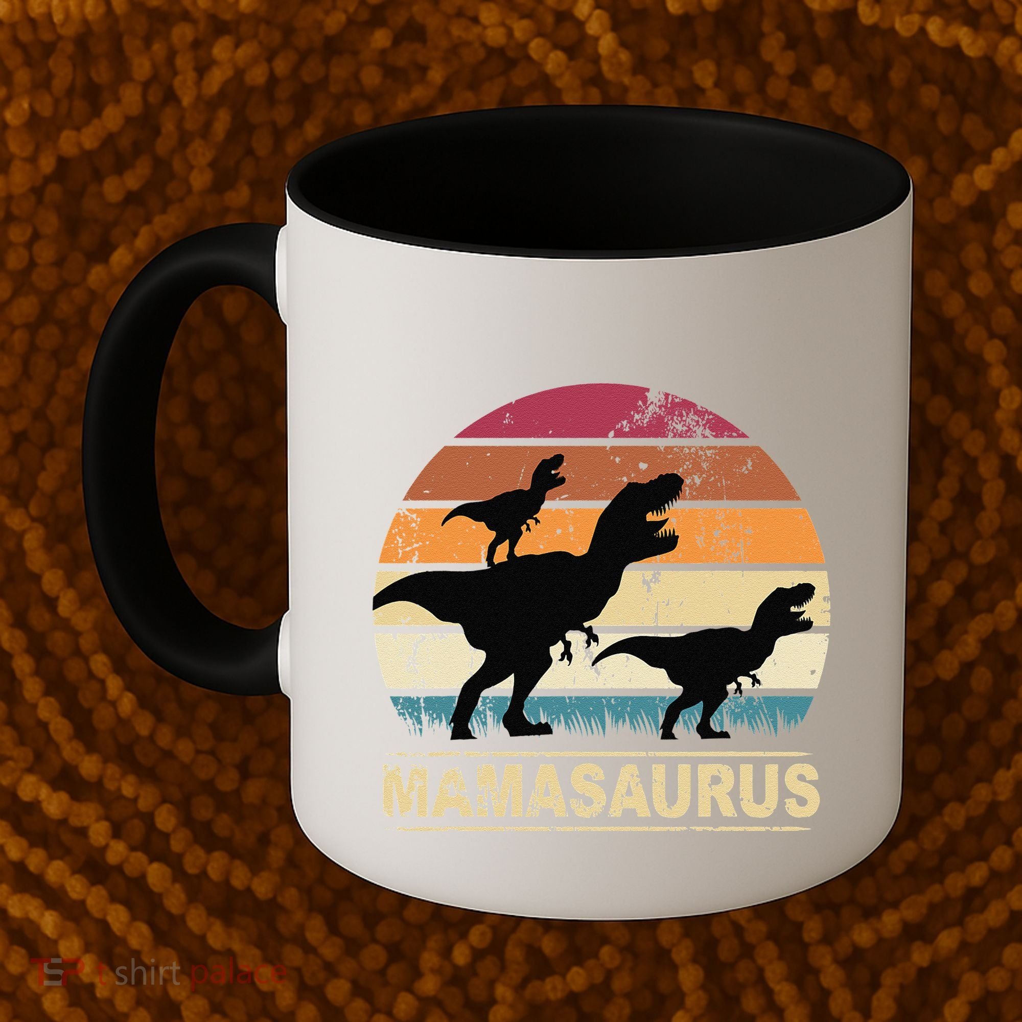 Mamasaurus Rex Dinosaur Pajama Dino Twin Mom With Two Coffee Mug