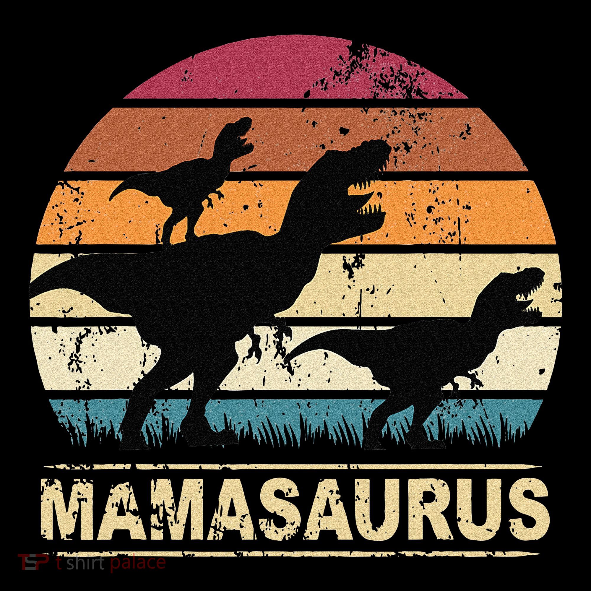 Mamasaurus Rex Dinosaur Pajama Dino Twin Mom With Two Coffee Mug