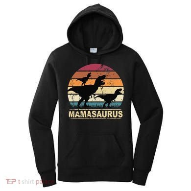 Mamasaurus Rex Dinosaur Pajama Dino Twin Mom With Two Women's Hoodie