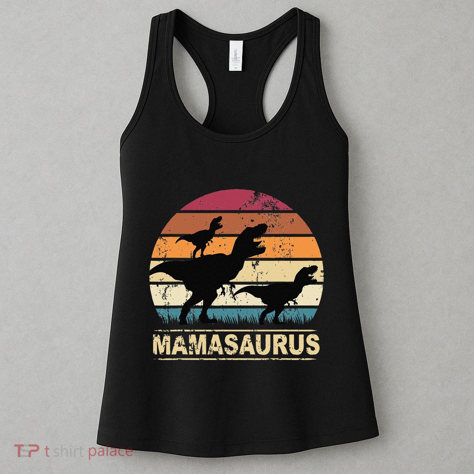 Mamasaurus Rex Dinosaur Pajama Dino Twin Mom With Two Women's Tank Top