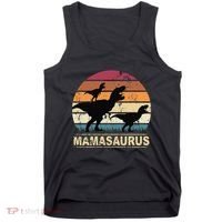 Mamasaurus Rex Dinosaur Pajama Dino Twin Mom With Two Tank Top thumb 0