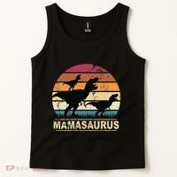 Mamasaurus Rex Dinosaur Pajama Dino Twin Mom With Two Tank Top thumb 2