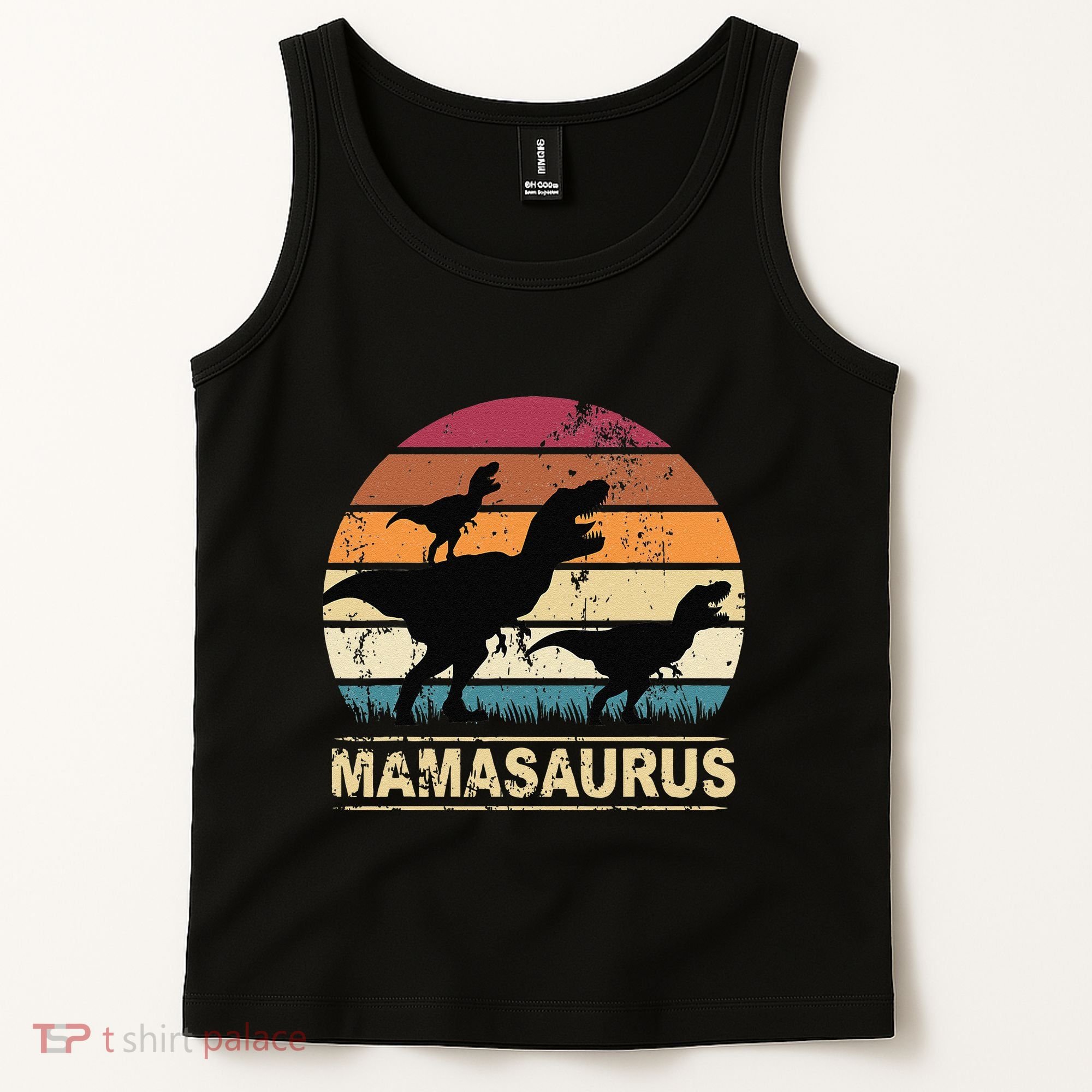 Mamasaurus Rex Dinosaur Pajama Dino Twin Mom With Two Tank Top