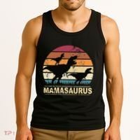 Mamasaurus Rex Dinosaur Pajama Dino Twin Mom With Two Tank Top thumb 3