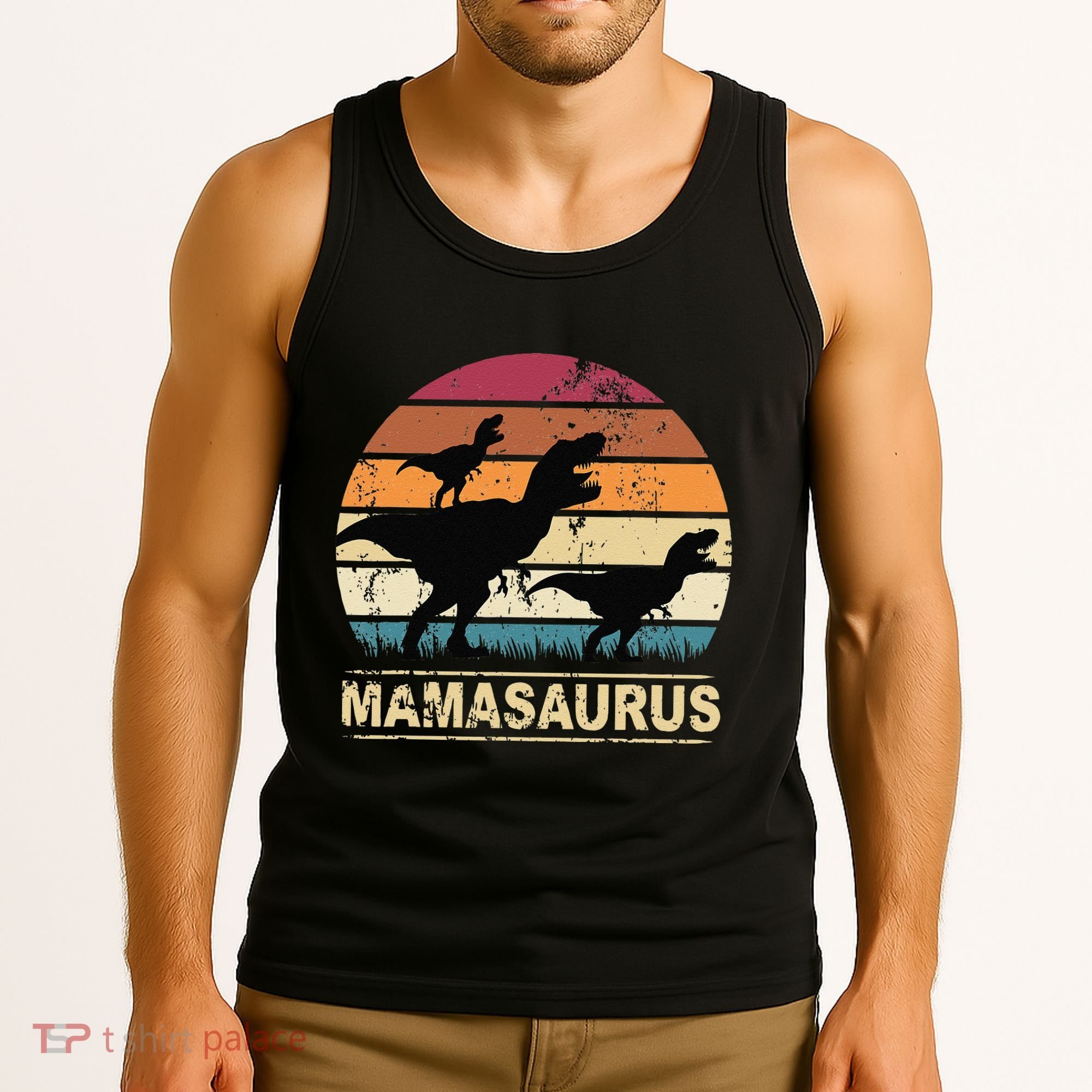 Mamasaurus Rex Dinosaur Pajama Dino Twin Mom With Two Tank Top