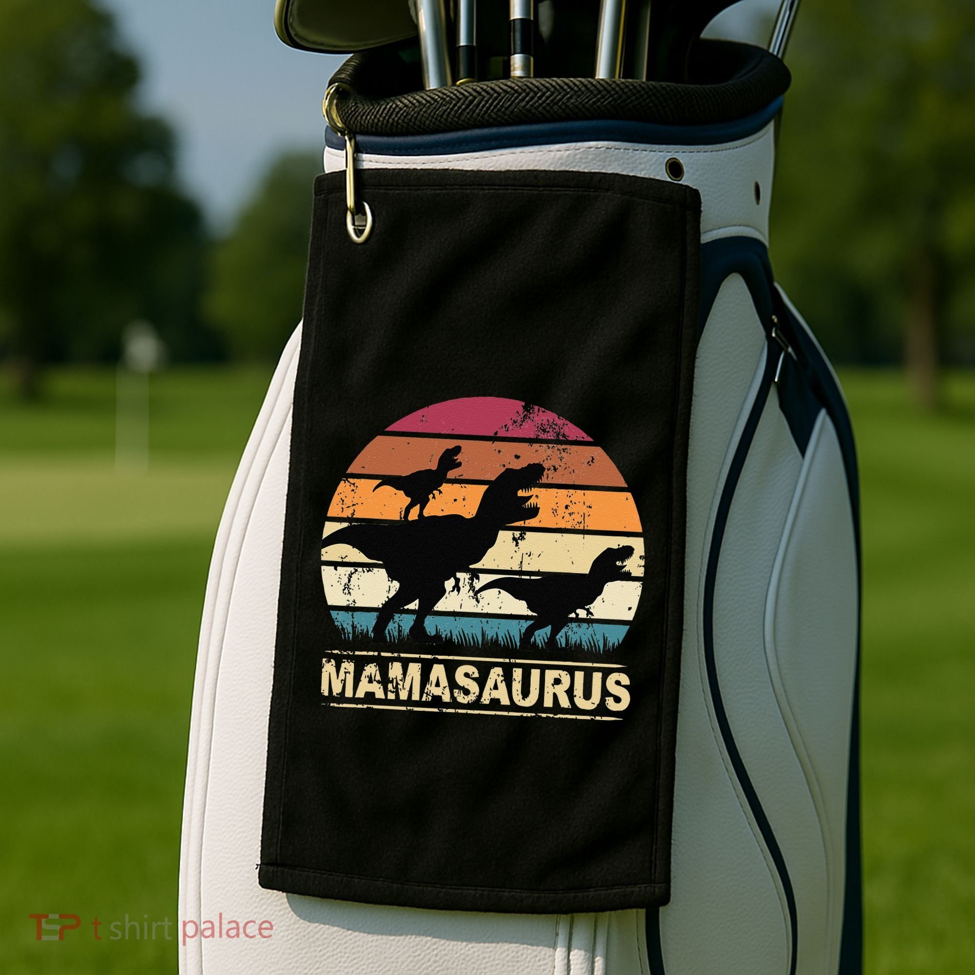 Mamasaurus Rex Dinosaur Pajama Dino Twin Mom With Two Golf Towel