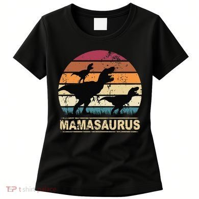 Mamasaurus Rex Dinosaur Pajama Dino Twin Mom With Two Women's T-Shirt