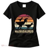 Mamasaurus Rex Dinosaur Pajama Dino Twin Mom With Two Women's T-Shirt thumb 0