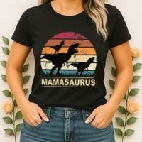 Mamasaurus Rex Dinosaur Pajama Dino Twin Mom With Two Women's T-Shirt thumb 2