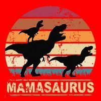 Mamasaurus Rex Dinosaur Pajama Dino Twin Mom With Two Santa Hat thumb 1
