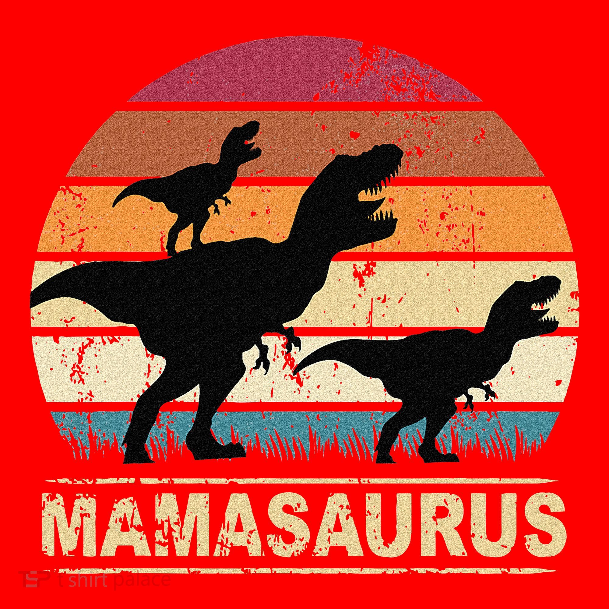 Mamasaurus Rex Dinosaur Pajama Dino Twin Mom With Two Santa Hat