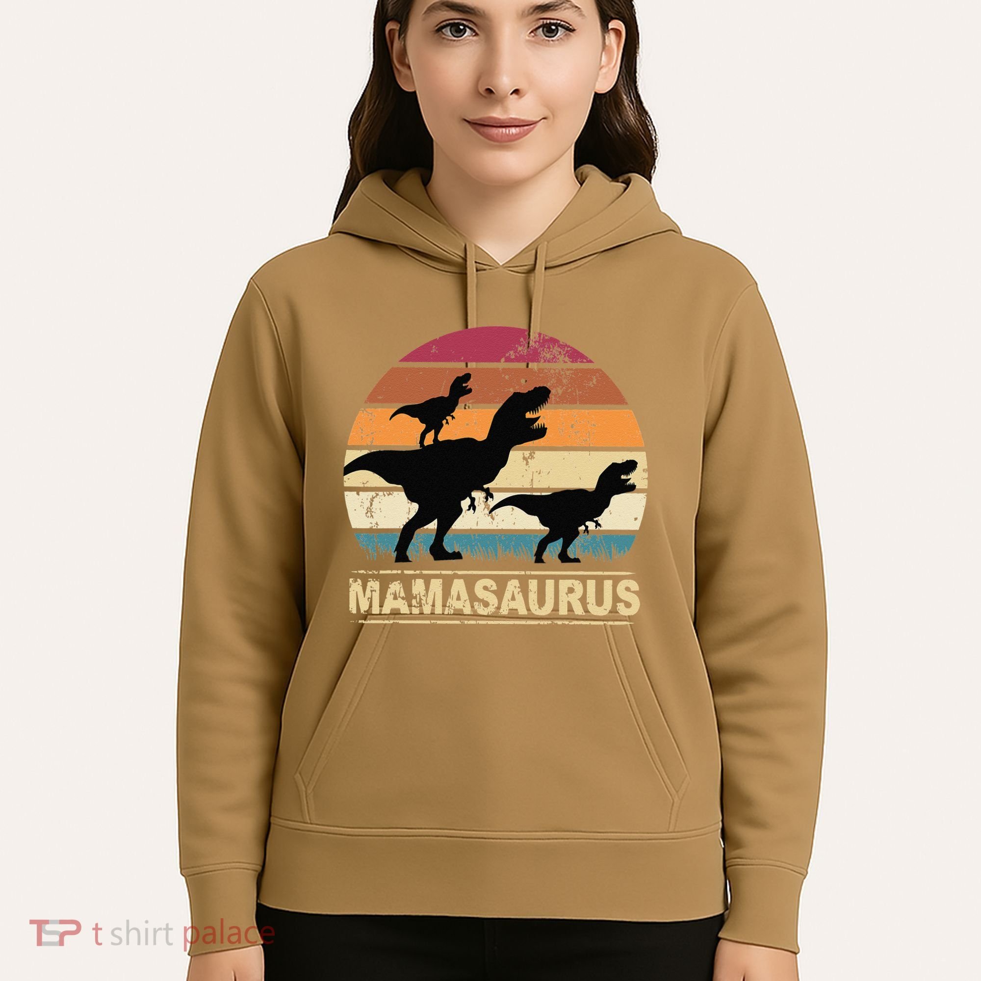 Mamasaurus Rex Dinosaur Pajama Dino Twin Mom With Two Hoodie