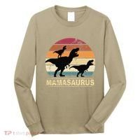 Mamasaurus Rex Dinosaur Pajama Dino Twin Mom With Two Long Sleeve Shirt thumb 0