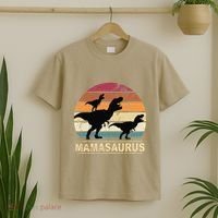 Mamasaurus Rex Dinosaur Pajama Dino Twin Mom With Two T-Shirt thumb 2