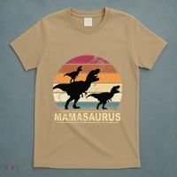 Mamasaurus Rex Dinosaur Pajama Dino Twin Mom With Two T-Shirt thumb 5