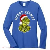 Merry Rexmas Dinosaur Christmas Tree Rex Fa Ra Rawr Xmas Meaningful Gift Women's Long Sleeve Shirt thumb 0