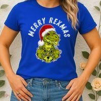 Merry Rexmas Dinosaur Christmas Tree Rex Fa Ra Rawr Xmas Meaningful Gift Women's T-Shirt thumb 2